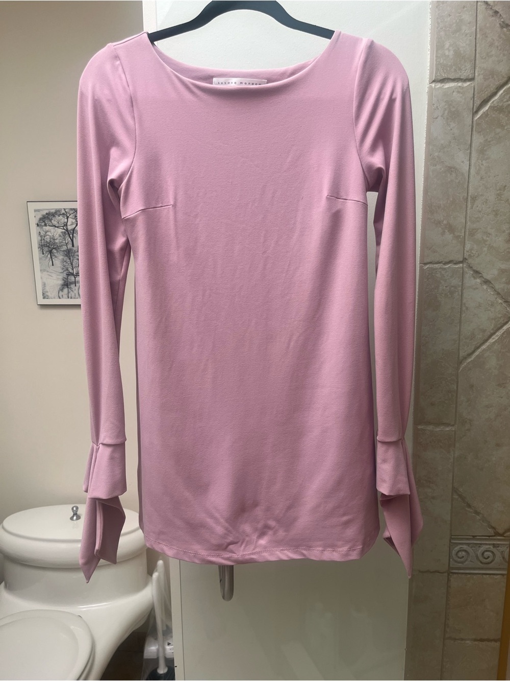 Susana Monaco Pink Long Sleeve Tunic with Tie Cuffs